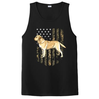 Camo American Flag Yellow Labrador Retriever 4th Of July USA PosiCharge Competitor Tank