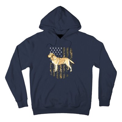 Camo American Flag Yellow Labrador Retriever 4th Of July USA Hoodie