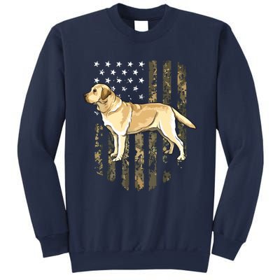 Camo American Flag Yellow Labrador Retriever 4th Of July USA Sweatshirt