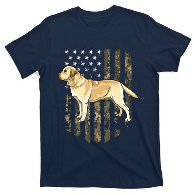 Camo American Flag Yellow Labrador Retriever 4th Of July USA T-Shirt