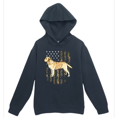 Camo American Flag Yellow Labrador Retriever 4th Of July USA Urban Pullover Hoodie