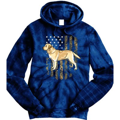 Camo American Flag Yellow Labrador Retriever 4th Of July USA Tie Dye Hoodie