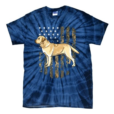 Camo American Flag Yellow Labrador Retriever 4th Of July USA Tie-Dye T-Shirt