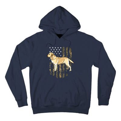 Camo American Flag Yellow Labrador Retriever 4th Of July USA Tall Hoodie