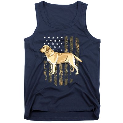 Camo American Flag Yellow Labrador Retriever 4th Of July USA Tank Top