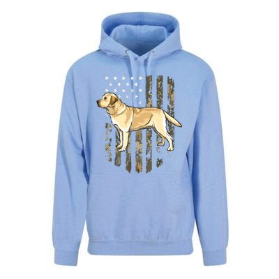 Camo American Flag Yellow Labrador Retriever 4th Of July USA Unisex Surf Hoodie