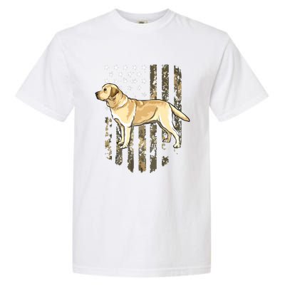 Camo American Flag Yellow Labrador Retriever 4th Of July USA Garment-Dyed Heavyweight T-Shirt