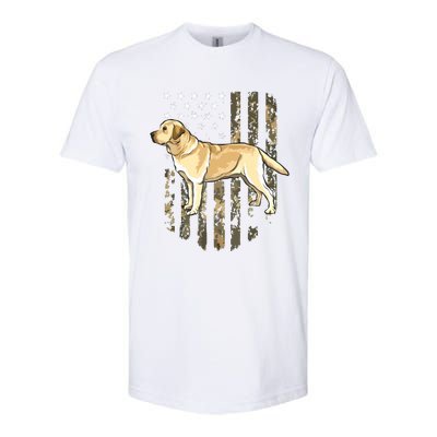 Camo American Flag Yellow Labrador Retriever 4th Of July USA Softstyle CVC T-Shirt