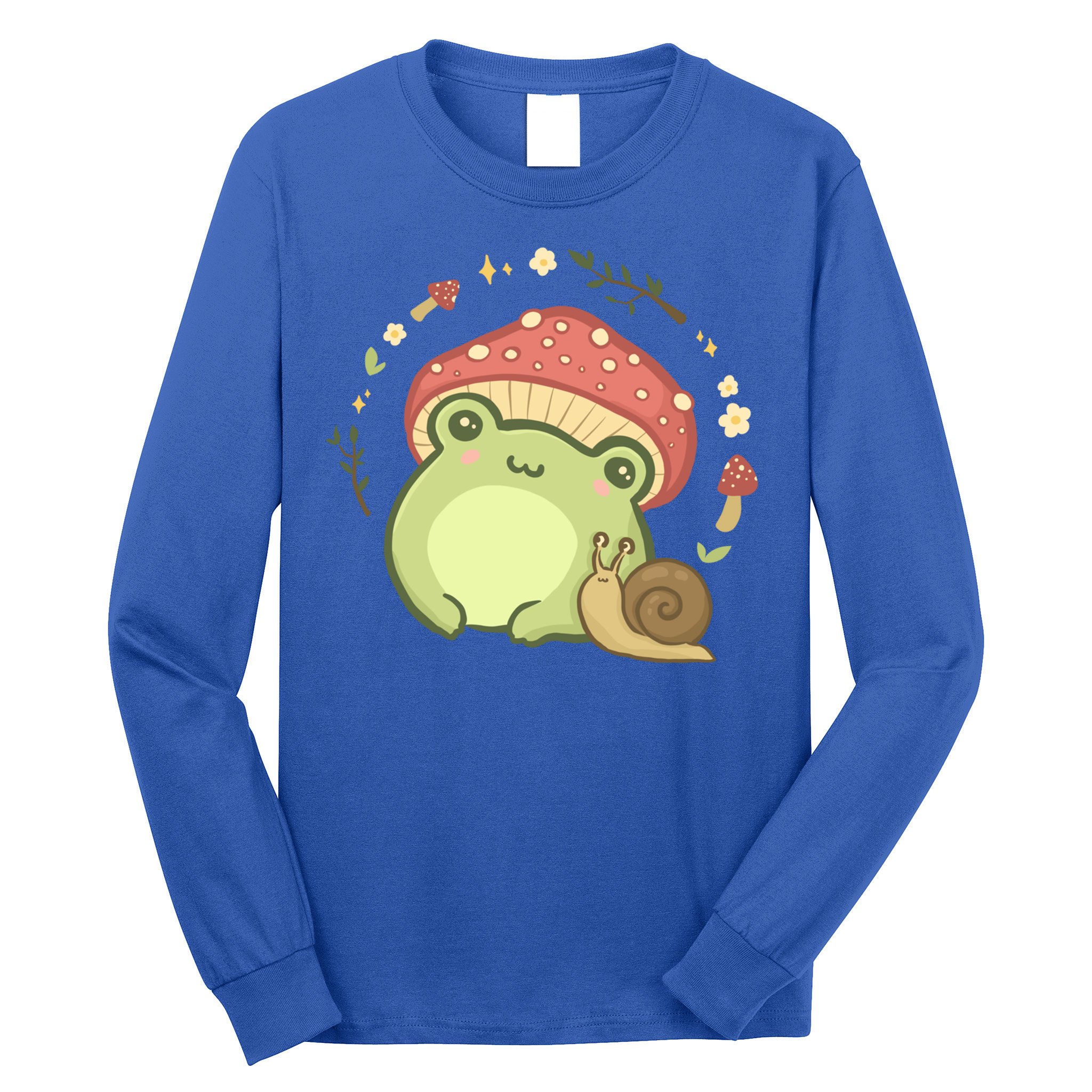 Cottagecore Aesthetic Frog Snail Cute Vintage Gift Long Sleeve Shirt