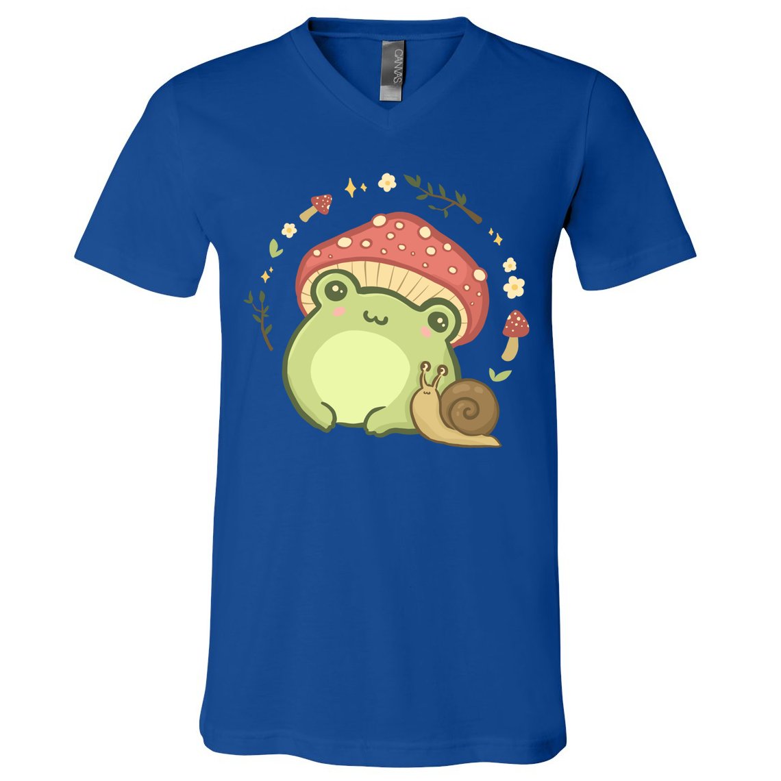 Cottagecore Aesthetic Frog Snail Cute Vintage Gift V-Neck T-Shirt