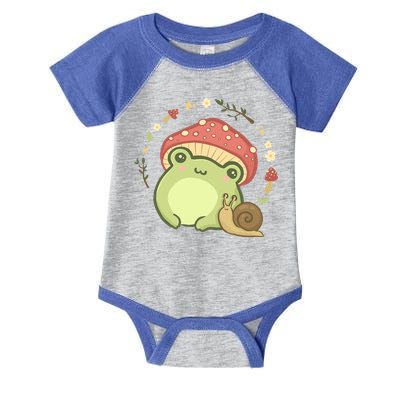 Cottagecore Aesthetic Frog Snail Cute Vintage Gift Infant Baby Jersey Bodysuit
