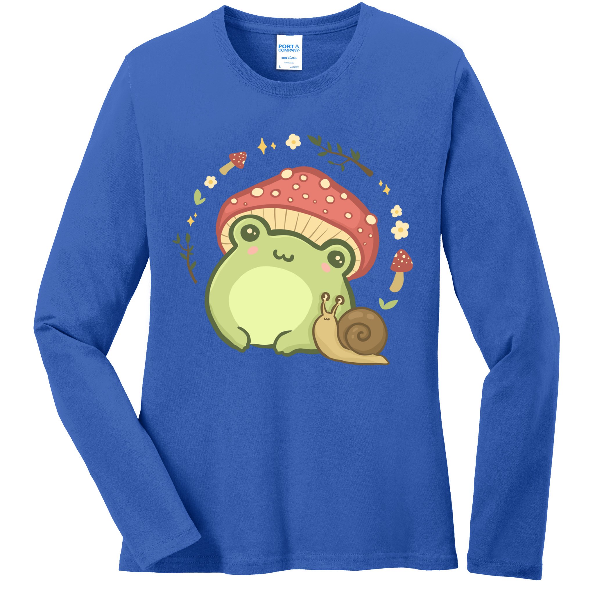 Cottagecore Aesthetic Frog Snail Cute Vintage Gift Ladies Long Sleeve Shirt