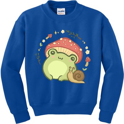 Cottagecore Aesthetic Frog Snail Cute Vintage Gift Kids Sweatshirt