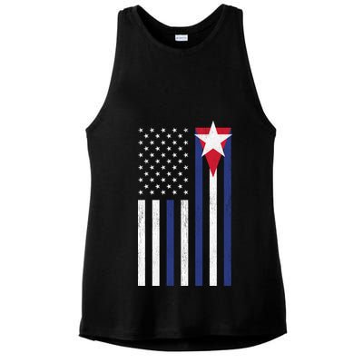 Cuban American Flag Ladies PosiCharge Tri-Blend Wicking Tank