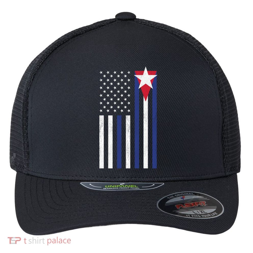 Cuban American Flag Flexfit Unipanel Trucker Cap