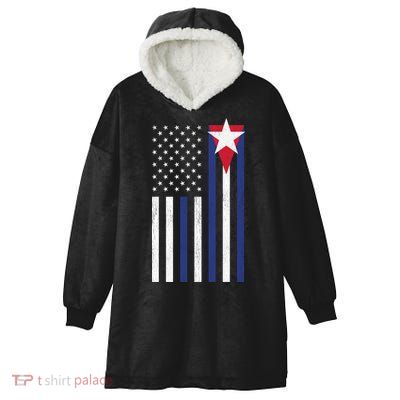 Cuban American Flag Hooded Wearable Blanket