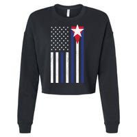 Cuban American Flag Cropped Pullover Crew