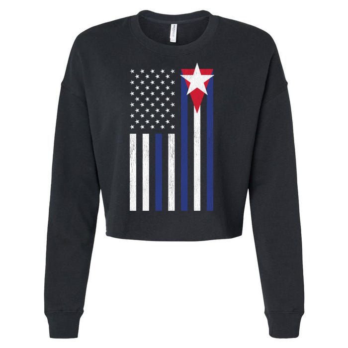 Cuban American Flag Cropped Pullover Crew