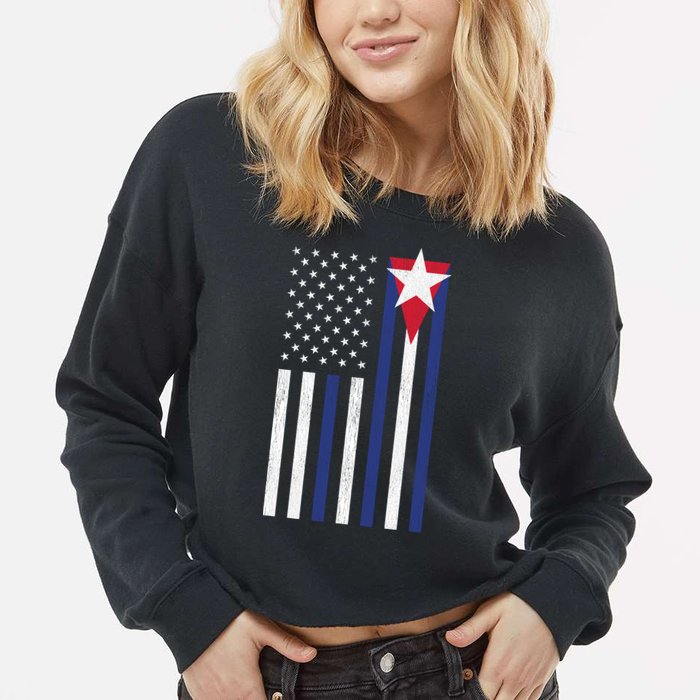 Cuban American Flag Cropped Pullover Crew