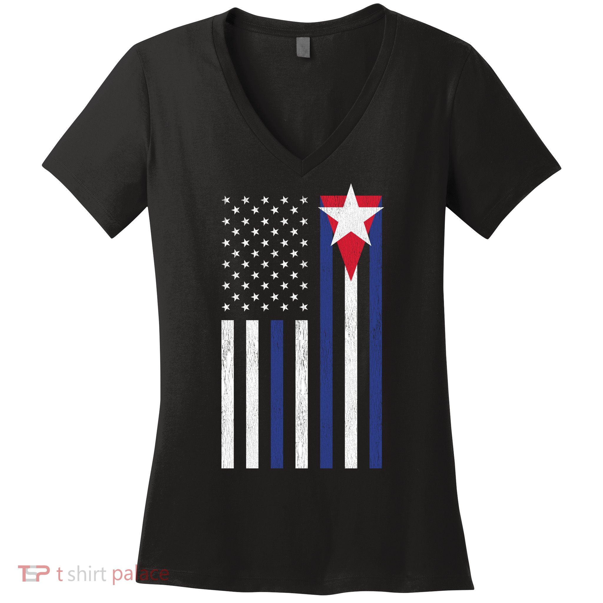 Cuban American Flag Women's V-Neck T-Shirt