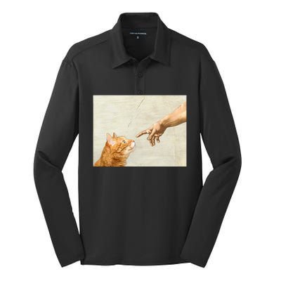 Cute Aesthetic Funny Cat Silk Touch Performance Long Sleeve Polo