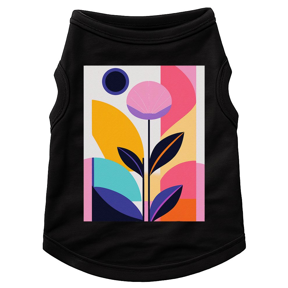 Colorful Abstract Floral Print Top Cute Casual Summer Doggie Tank