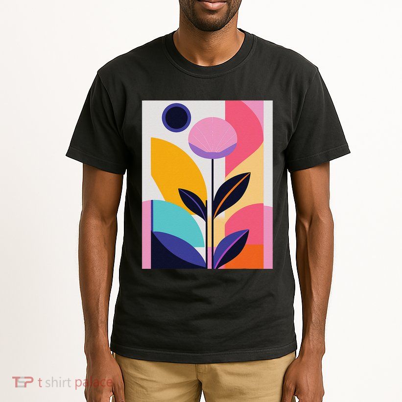 Colorful Abstract Floral Print Top Cute Casual Summer Tall T-Shirt