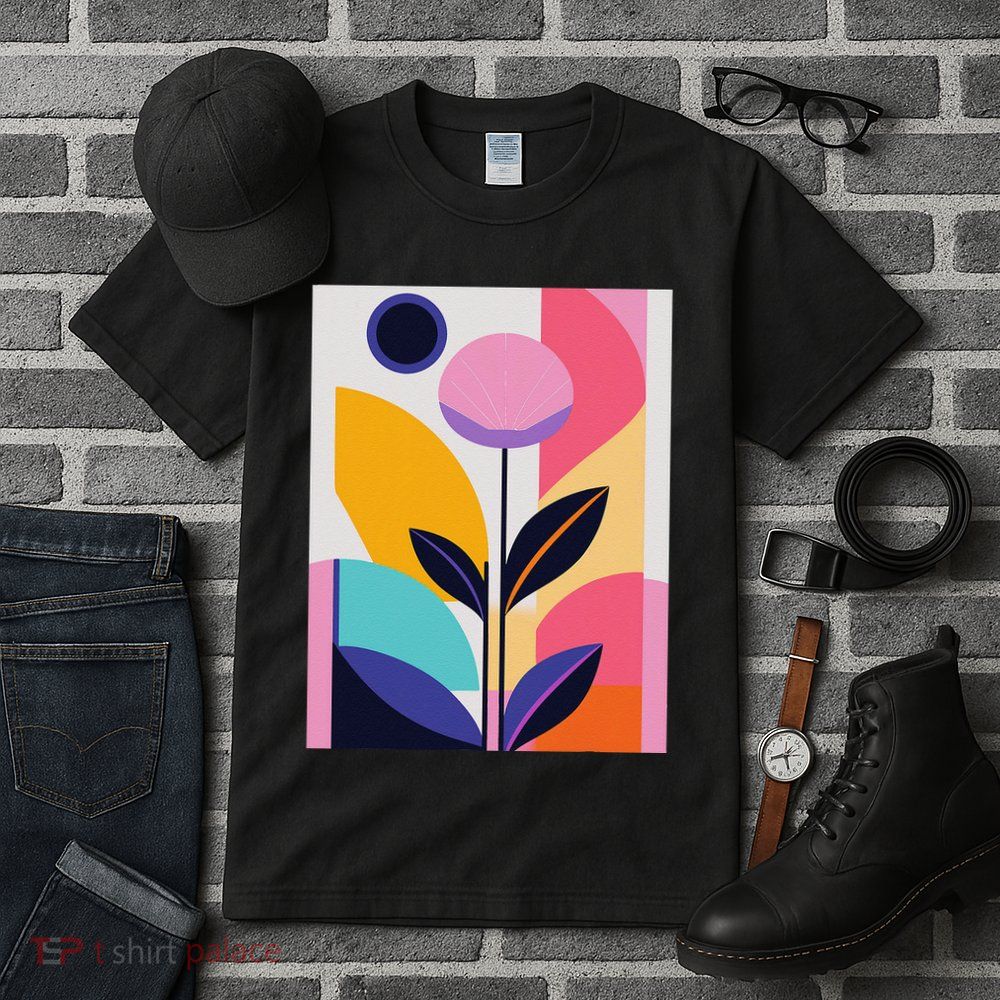 Colorful Abstract Floral Print Top Cute Casual Summer Tall T-Shirt