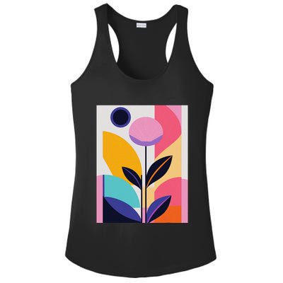 Colorful Abstract Floral Print Top Cute Casual Summer Ladies PosiCharge Competitor Racerback Tank