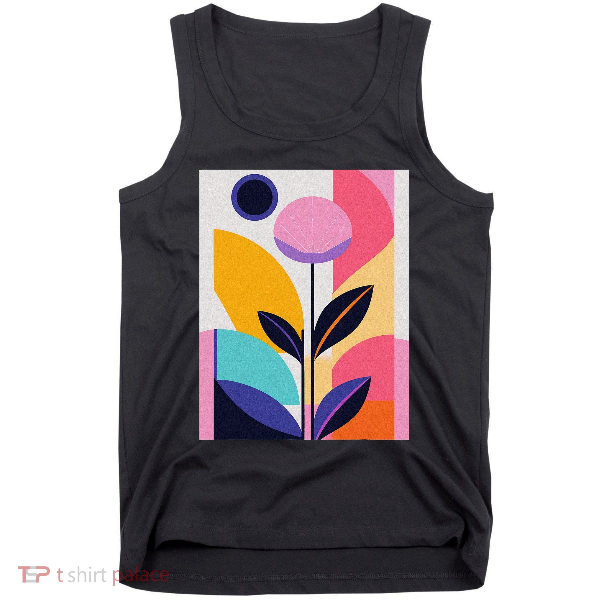 Colorful Abstract Floral Print Top Cute Casual Summer Tank Top