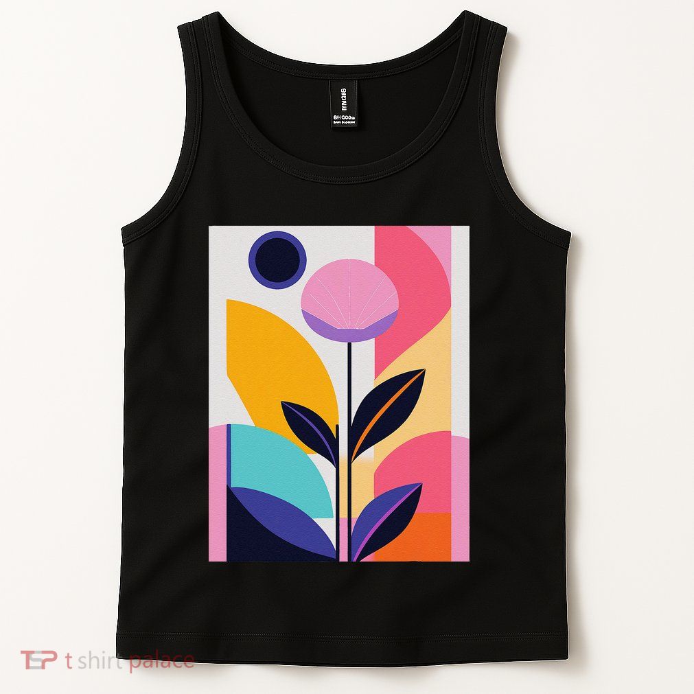 Colorful Abstract Floral Print Top Cute Casual Summer Tank Top