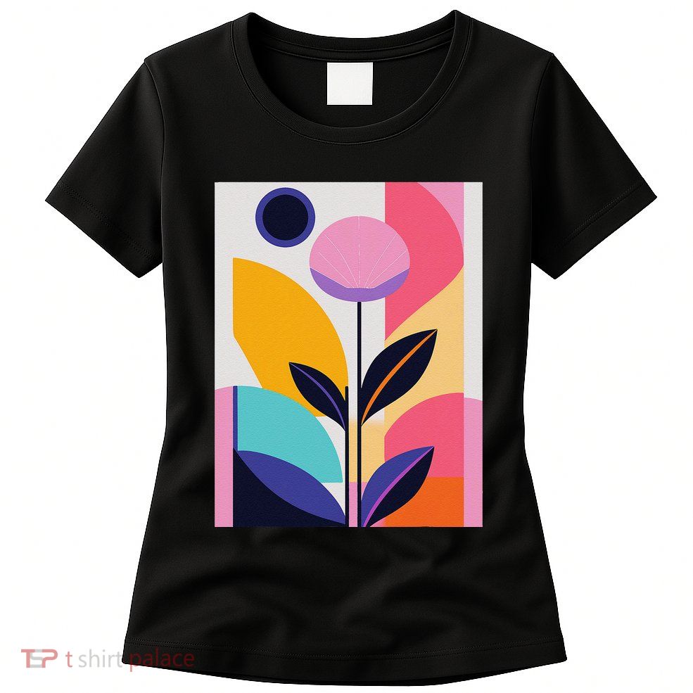Colorful Abstract Floral Print Top Cute Casual Summer Womens T-Shirt