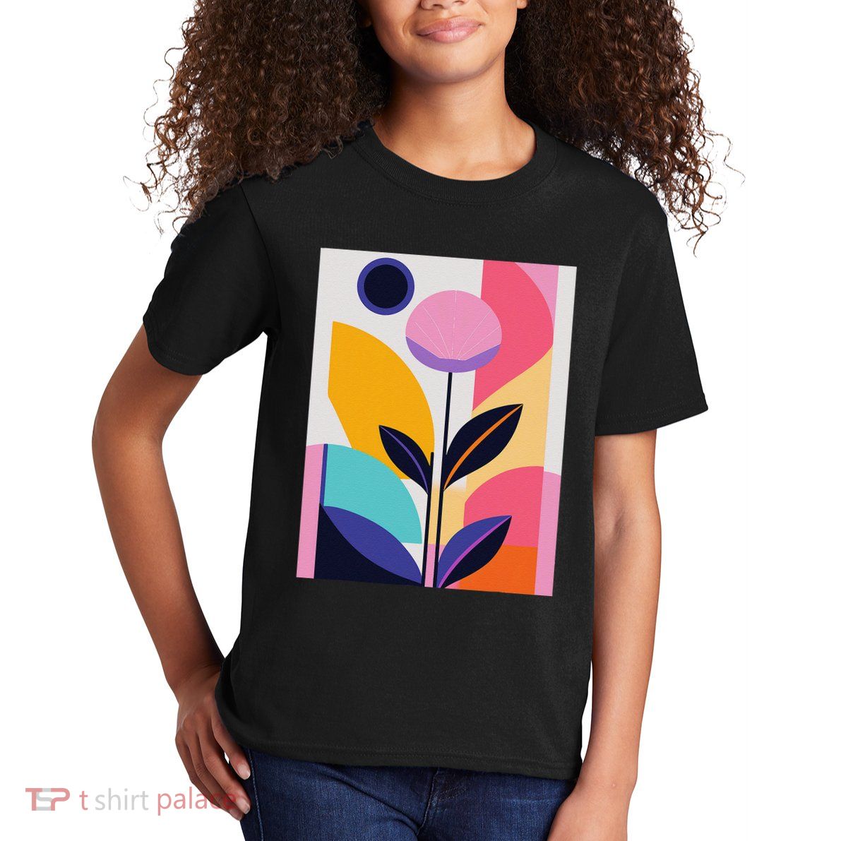 Colorful Abstract Floral Print Top Cute Casual Summer Kids T-Shirt