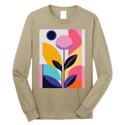 Colorful Abstract Floral Print Top Cute Casual Summer Long Sleeve Shirt