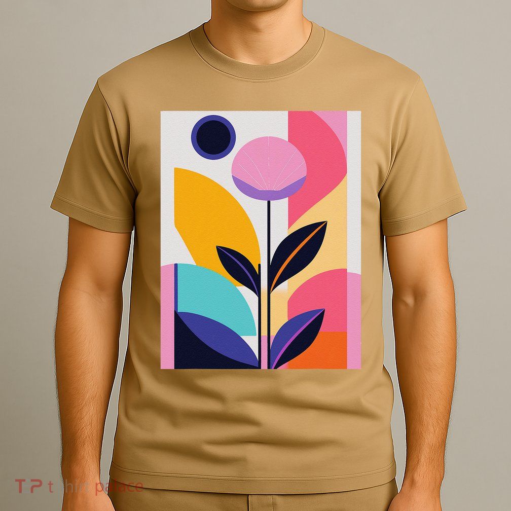 Colorful Abstract Floral Print Top Cute Casual Summer T-Shirt