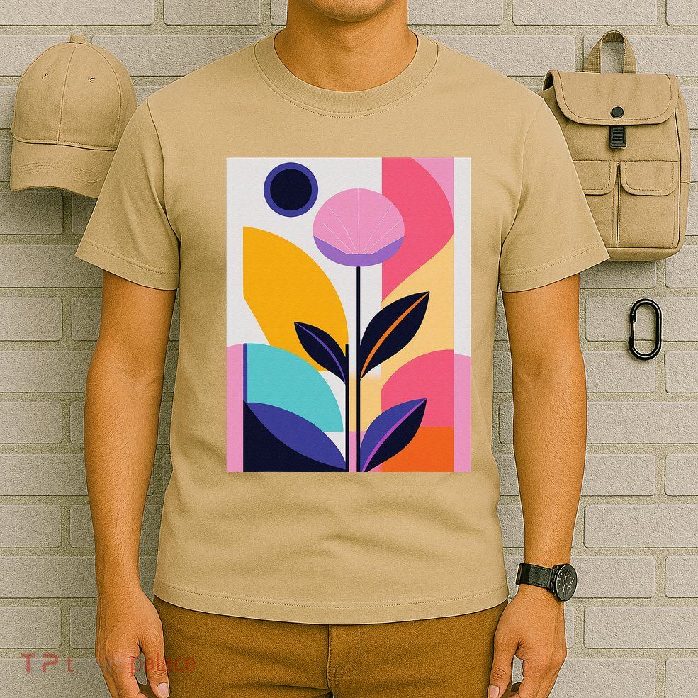 Colorful Abstract Floral Print Top Cute Casual Summer T-Shirt