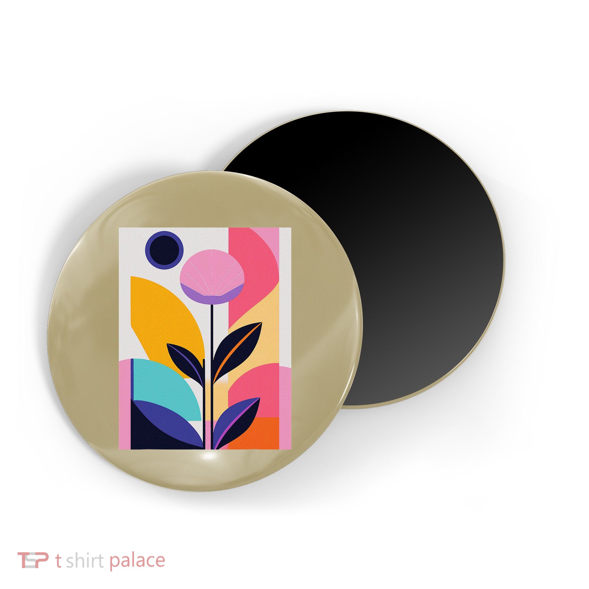 Colorful Abstract Floral Print Top Cute Casual Summer Magnet