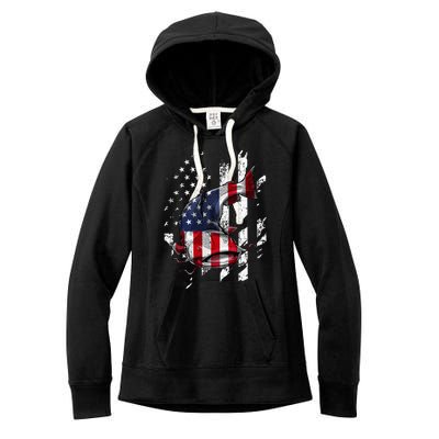 Catfishing American Flag Catfish Angler Fisherman Women's Fleece Hoodie