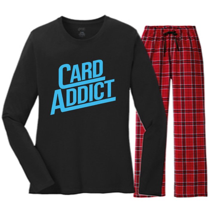 Card Addict Funny Baseball Card Collector Trading Cards Women's Long Sleeve Flannel Pajama Set 