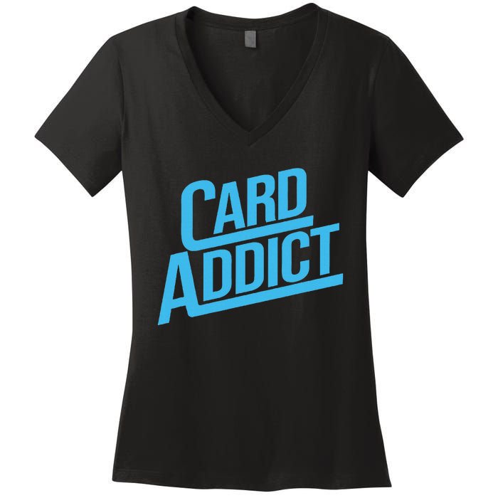 Card Addict Funny Baseball Card Collector Trading Cards Women's V-Neck T-Shirt