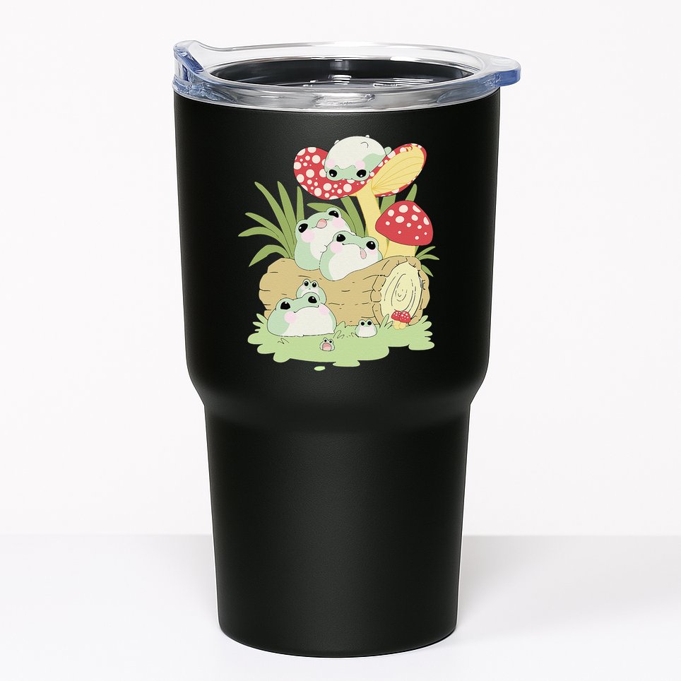 Cottagecore Aesthetic Frog Lying on Mushroom Tumbler