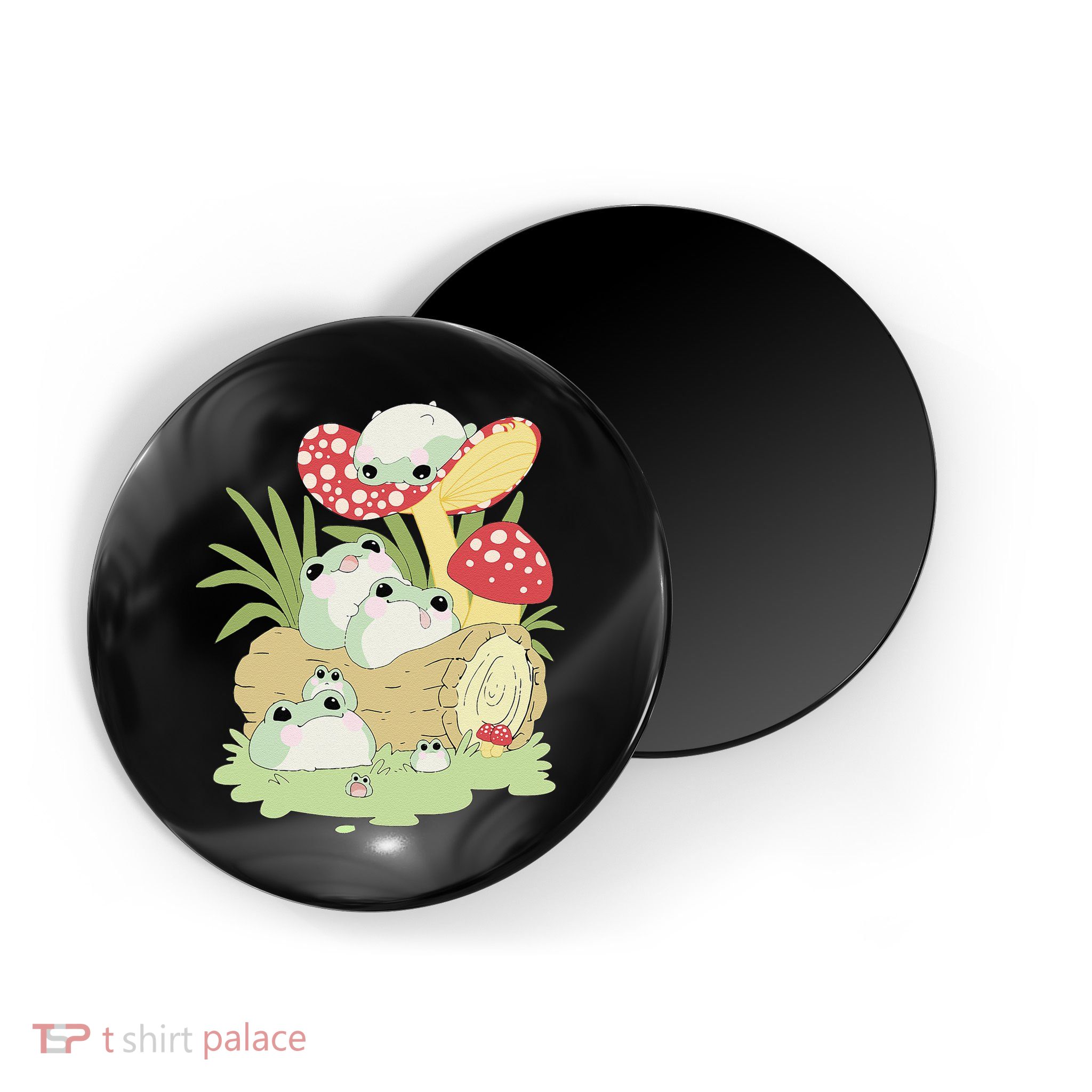 Cottagecore Aesthetic Frog Lying on Mushroom Magnet
