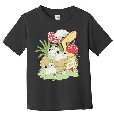 Cottagecore Aesthetic Frog Lying on Mushroom Cute Frog Lover Toddler T-Shirt