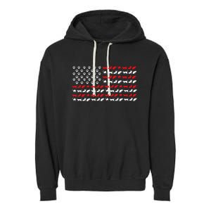 Cat American Flag Usa Paws Patriotic Garment-Dyed Fleece Hoodie