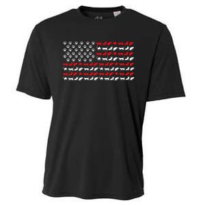 Cat American Flag Usa Paws Patriotic Cooling Performance Crew T-Shirt