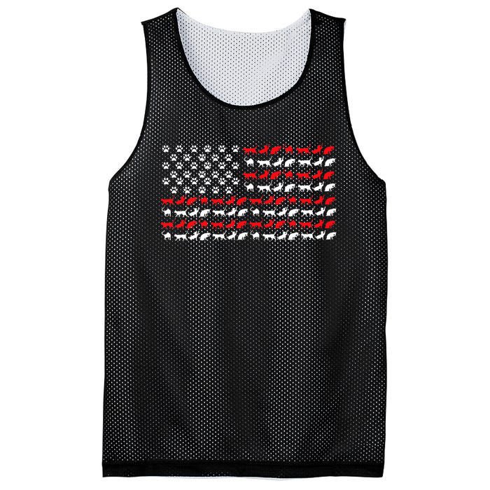 Cat American Flag Usa Paws Patriotic Mesh Reversible Basketball Jersey Tank