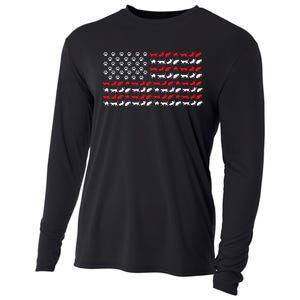 Cat American Flag Usa Paws Patriotic Cooling Performance Long Sleeve Crew