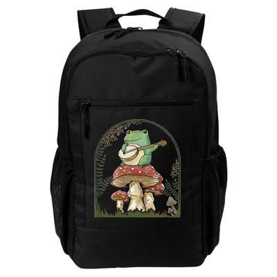 Cottagecore Aesthetic Frog Playing Banjo on Mushroom Cute Backpack