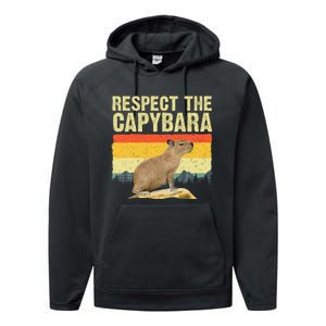 Capybara Art For Women Rodent Animal Lover Capybara Performance Fleece Hoodie