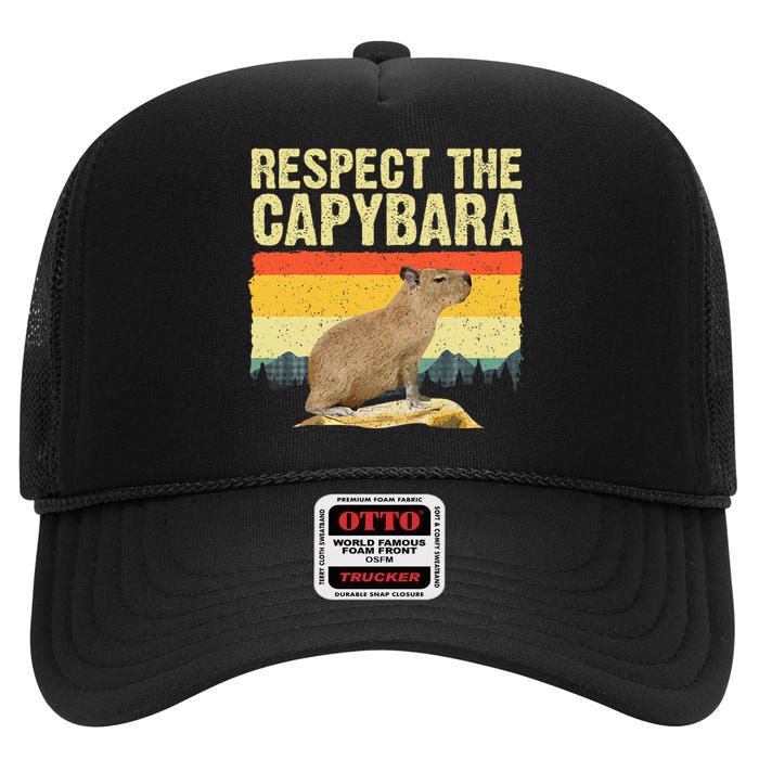 Capybara Art For Women Rodent Animal Lover Capybara High Crown Mesh Back Trucker Hat